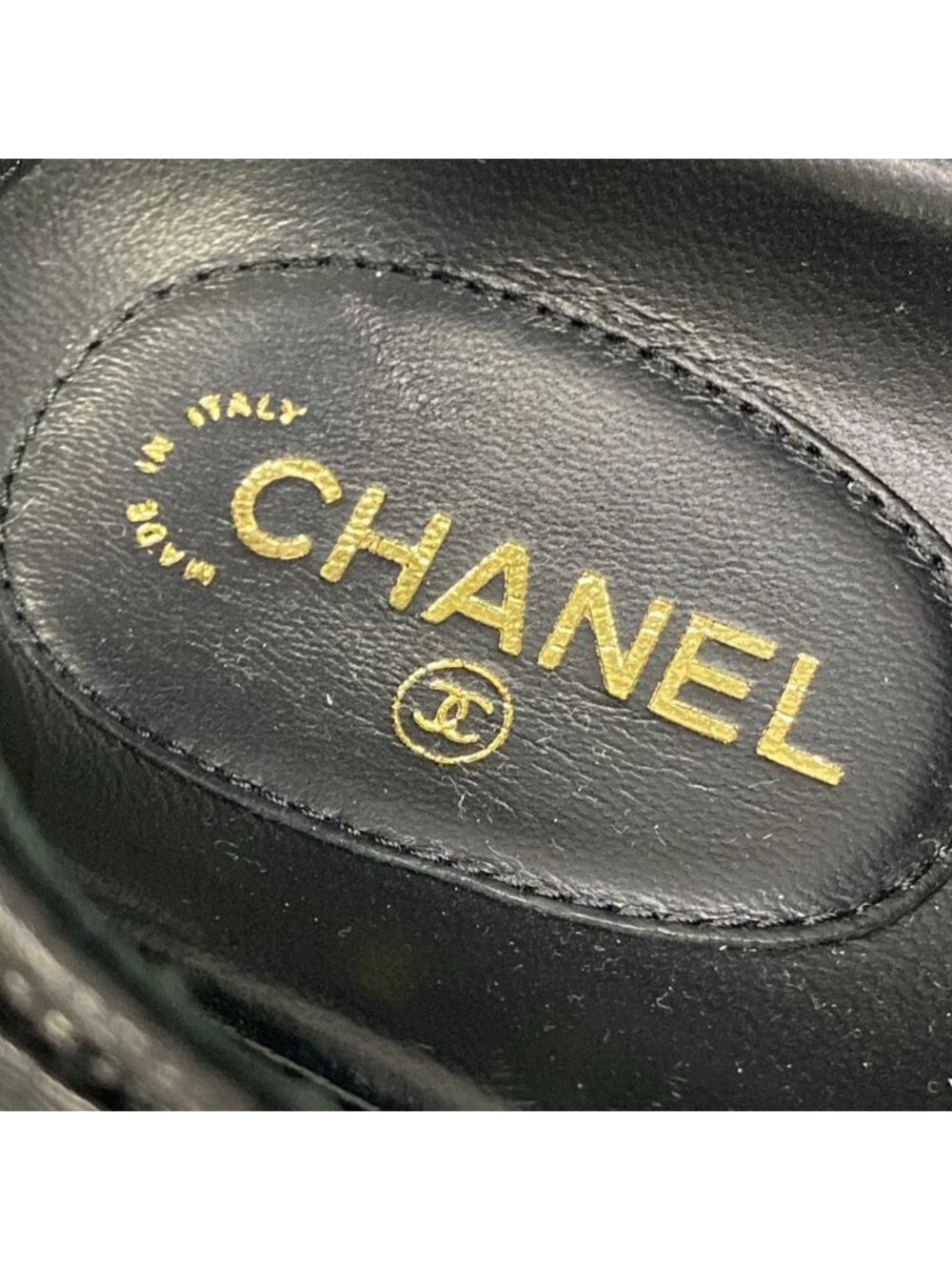 Chanel Sandals 36 C Quilted Black Gold CC Logo Velcro Leather - Picture 9 of 12